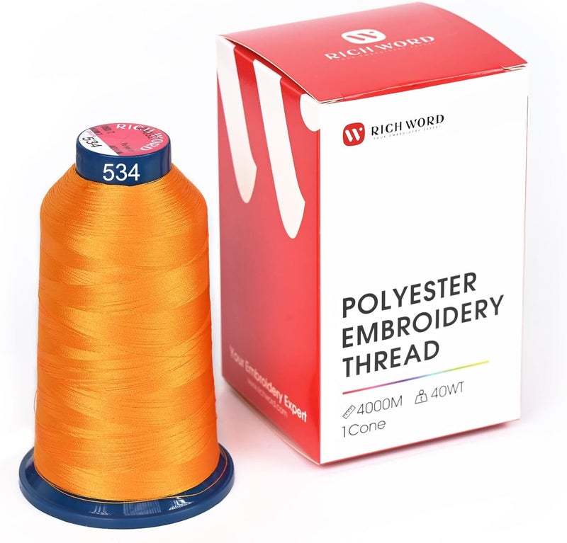 Poolin Richword Selected Yellow Embroidery Thread 4000M(4374Y) 40WT Polyester Thread 100 Colors Selected for Commercial Multi Needles and Single Needle Embroidery Machine 0534 - Image 1